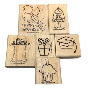Stampin Up! Wooden Rubber Stamp Birthday Christmas